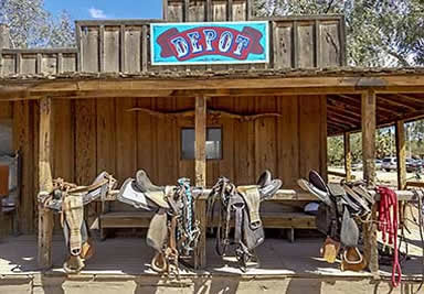 White Stallion Ranch saddles waiting for their horses